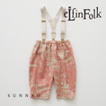갤러리 뷰어로 이미지로드, <eLfinFolk> Castle town print Suspenders Pants - salmon pink