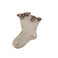 갤러리 뷰어로 이미지로드, <Collégien> Charlotte Liberty Ruffle Ribbed Ankle Socks - Gris Perle