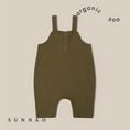 Load image into Gallery viewer, Organic zoo Olive Waffle Salopette (0M-12M)