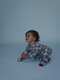 将图像加载到画廊查看器中, <Organic zoo> Fog Blue Gingham Onesie