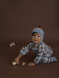 将图像加载到画廊查看器中, <Organic zoo> Fog Blue Gingham Onesie
