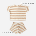 Gallery viewerに画像を読み込む, <Quincy mae> TERRY TEE + SHORT SET - LATTE STRIPE