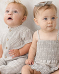 Load image into Gallery viewer, <Quincy mae> SMOCKED SKIRTED ROMPER - SAGE GINGHAM