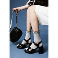 갤러리 뷰어로 이미지로드, <Collégien> Suzanne Ribbed Ankle Socks with Rick-Rack Ruffle - Gris Perle