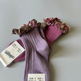 Load image into Gallery viewer, Collégien Anémone Embroidered Ruffle Ribbed Ankle Socks - Raisin Rose (11-21cm)