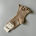 갤러리 뷰어로 이미지로드, <Collégien> Lili Lace Trim Ribbed Ankle Socks - Petit taupe
