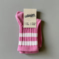 갤러리 뷰어로 이미지로드, <Collégien> Nico Ribbed Varsity Crew Socks - Rose Bonbon