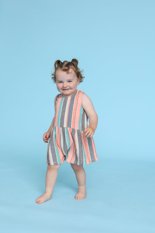 <GROWN>Summer Stripe Cotton Romper（6M-5Y）