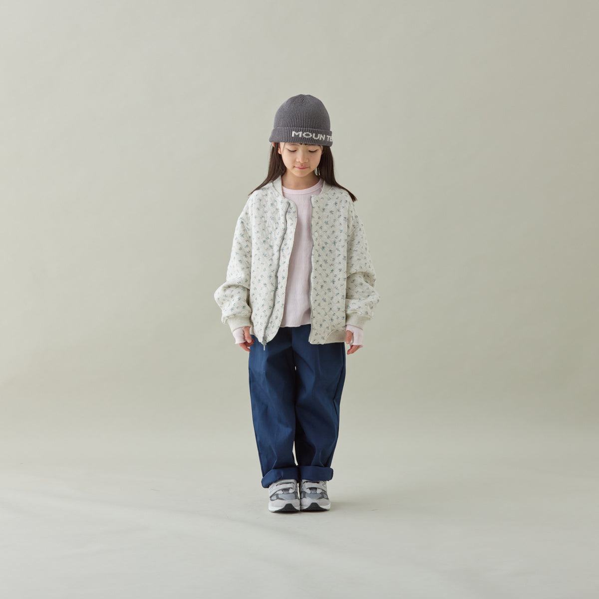 <Moun ten.> flower quilt reversible blouson - oatmeal