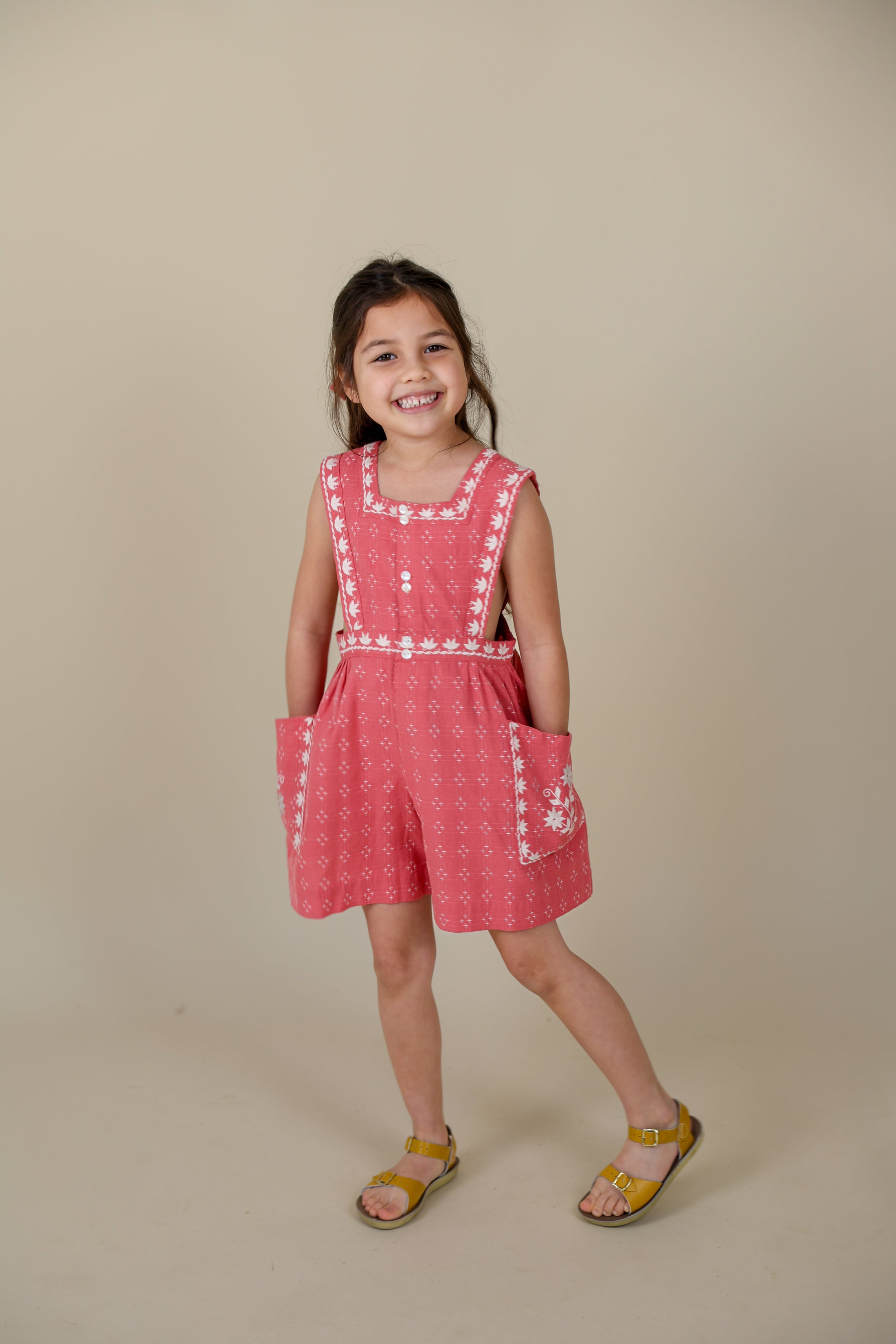 <Lali> Clara Romper in Coral Crossstitch（2-5Y）