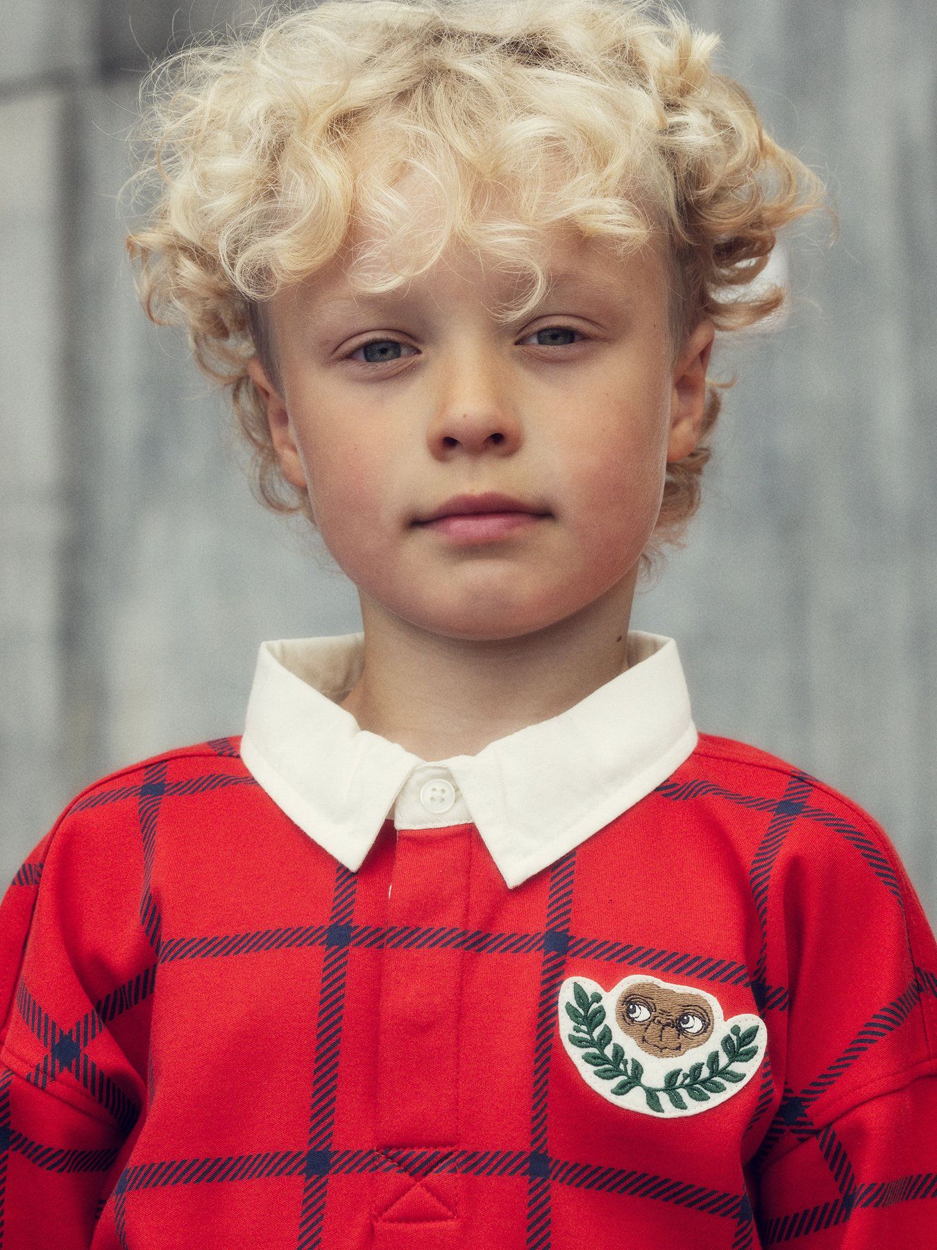 <Mini Rodini> E.T patch rugby shirt