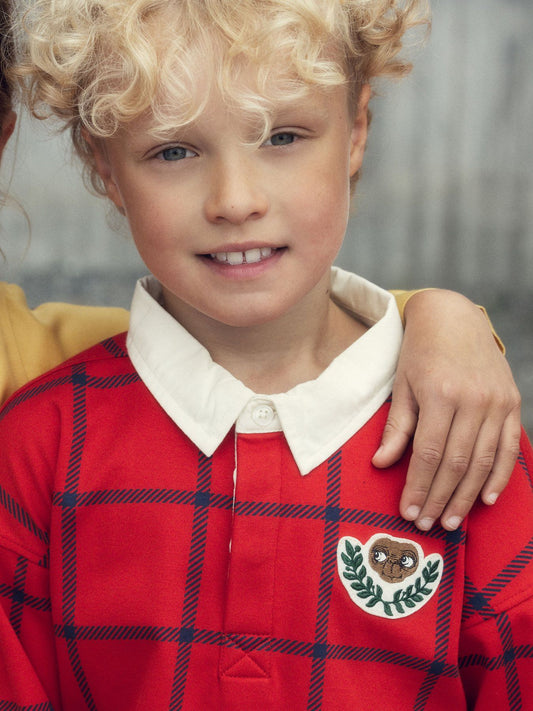 <Mini Rodini> E.T patch rugby shirt