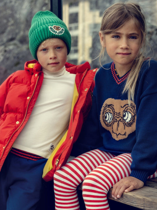 <Mini Rodini> E.T. intarsia v-neck sweater