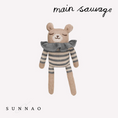 Load image into Gallery viewer, <main sauvage> Teddy knit toy - Slate striped romper</main>
