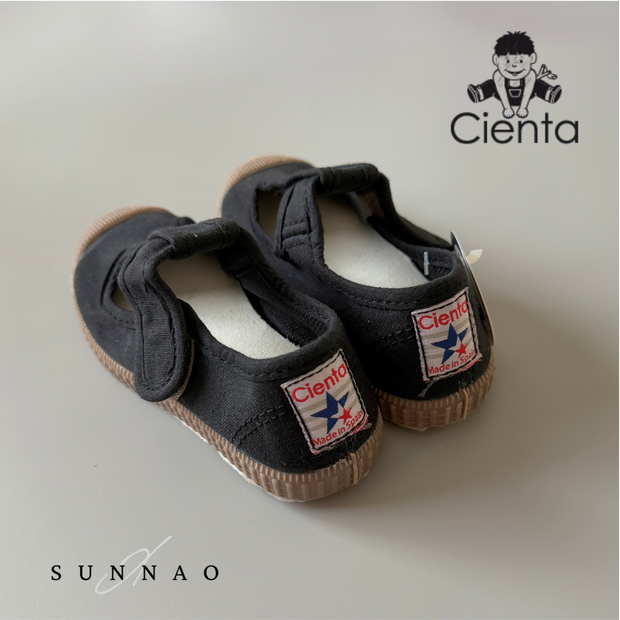 <Cienta>T strap shoes brown sole - Negro A77997