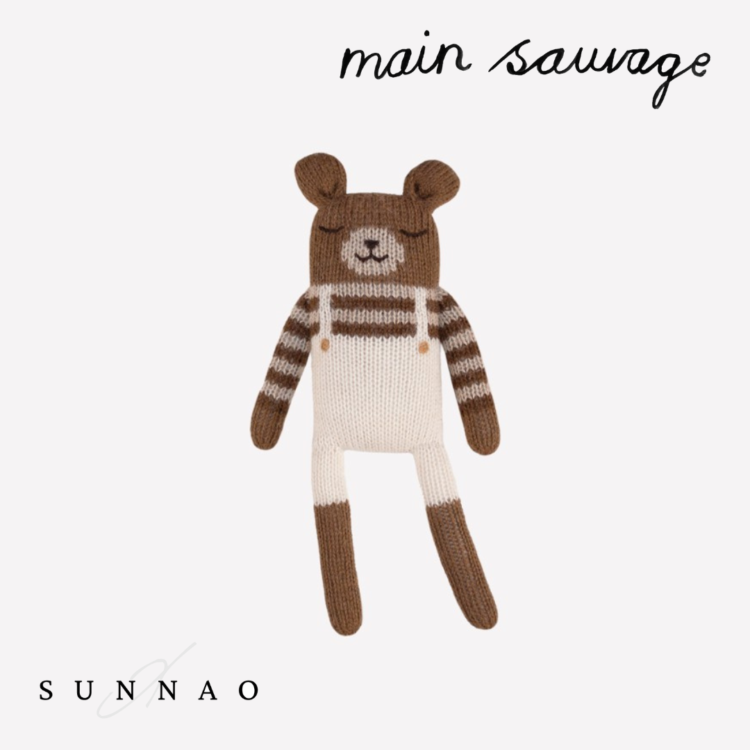 <main sauvage> Teddy knit toy - Ecru overalls</main>