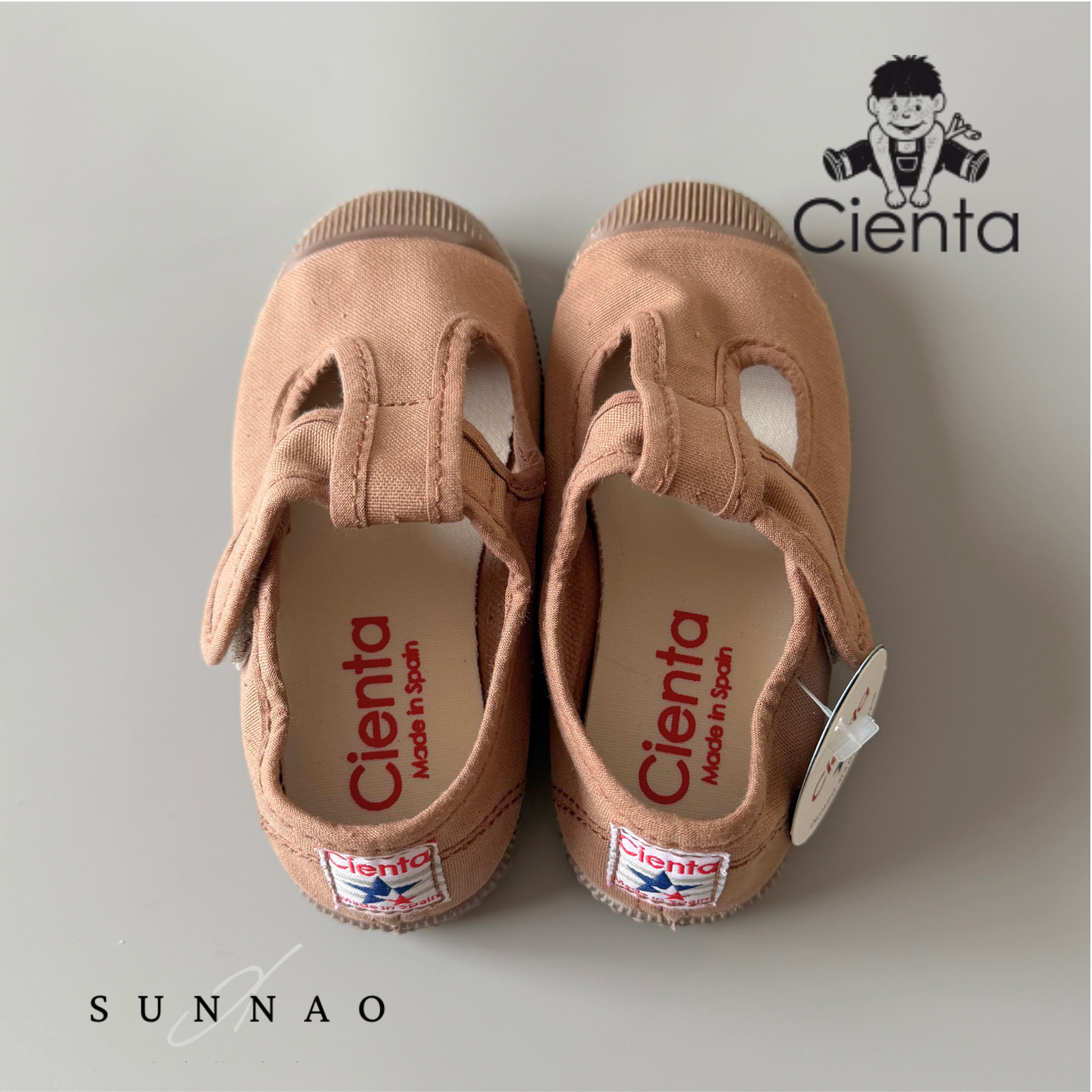 <Cienta>T strap shoes brown sole - Trufa A77997