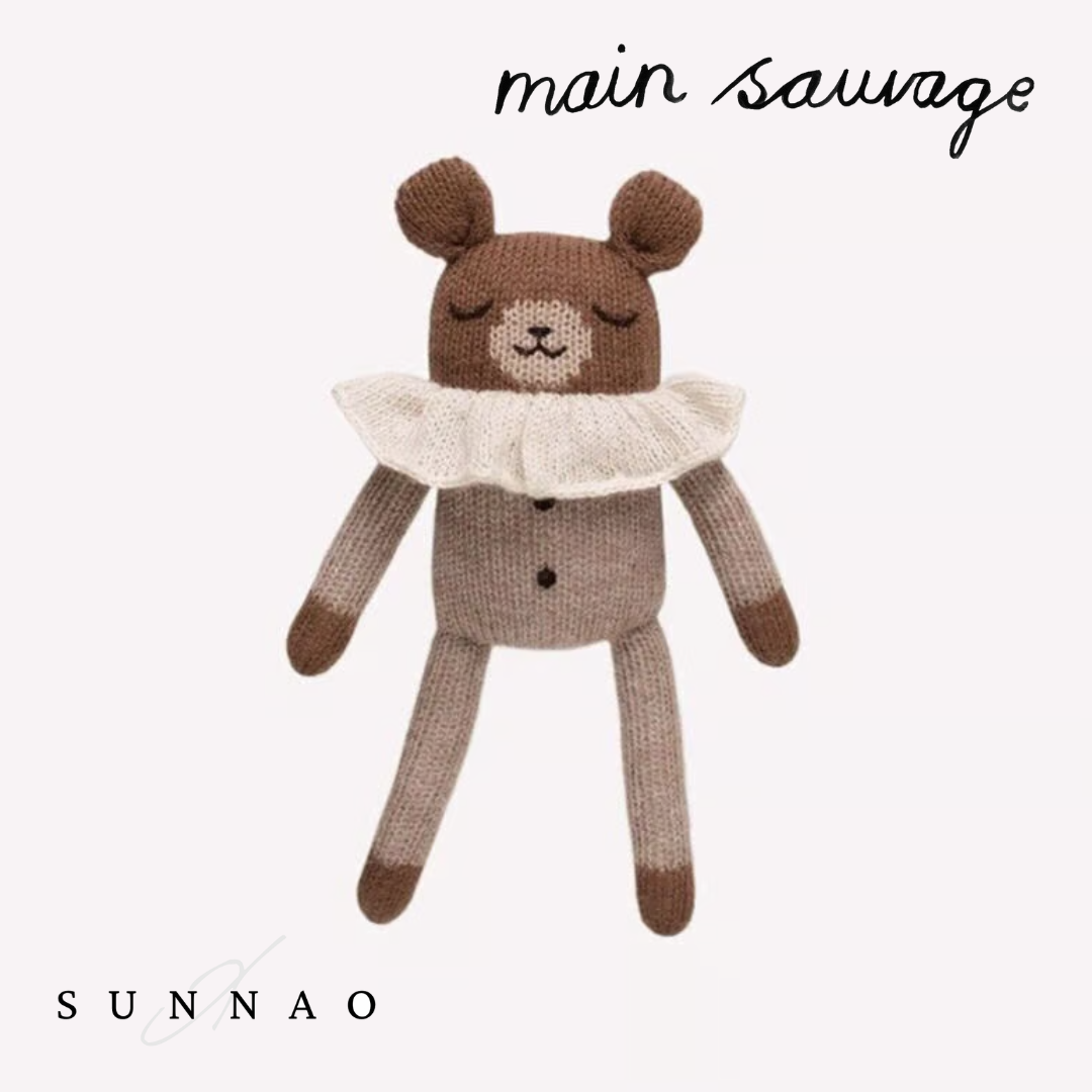 <main sauvage> Teddy knit toy - Oat pyjamas</main>