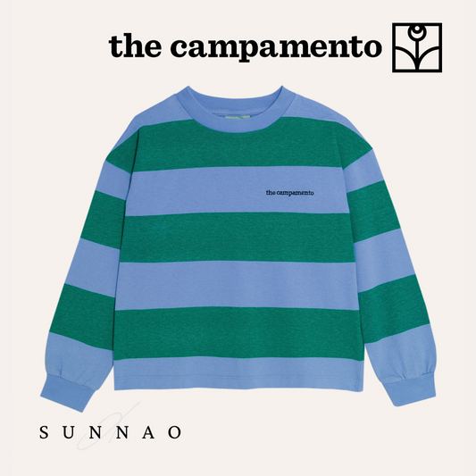 <The Campamento>GREEN STRIPES LONG SLEEVES KIDS SHIRT（2-8Y）