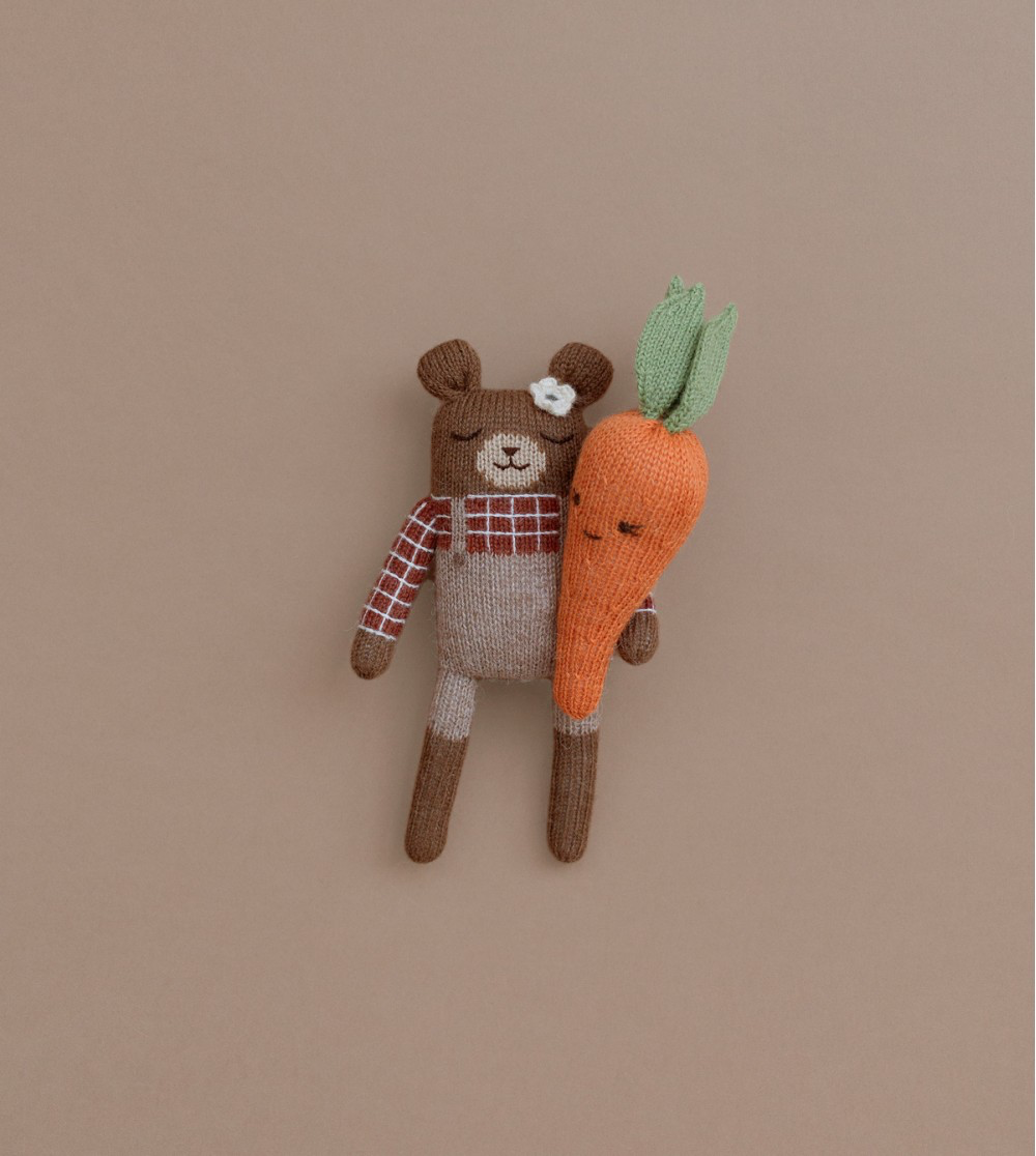 <Main Sauvage>Teddy knit toy - Siena plaid shirt