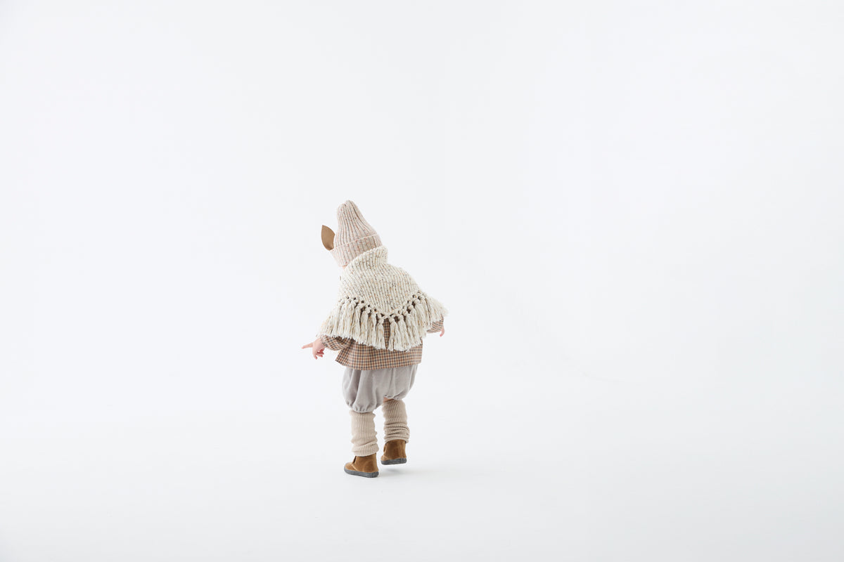 <eLfinFolk> Nep Yarn Rib knit cape - ivory