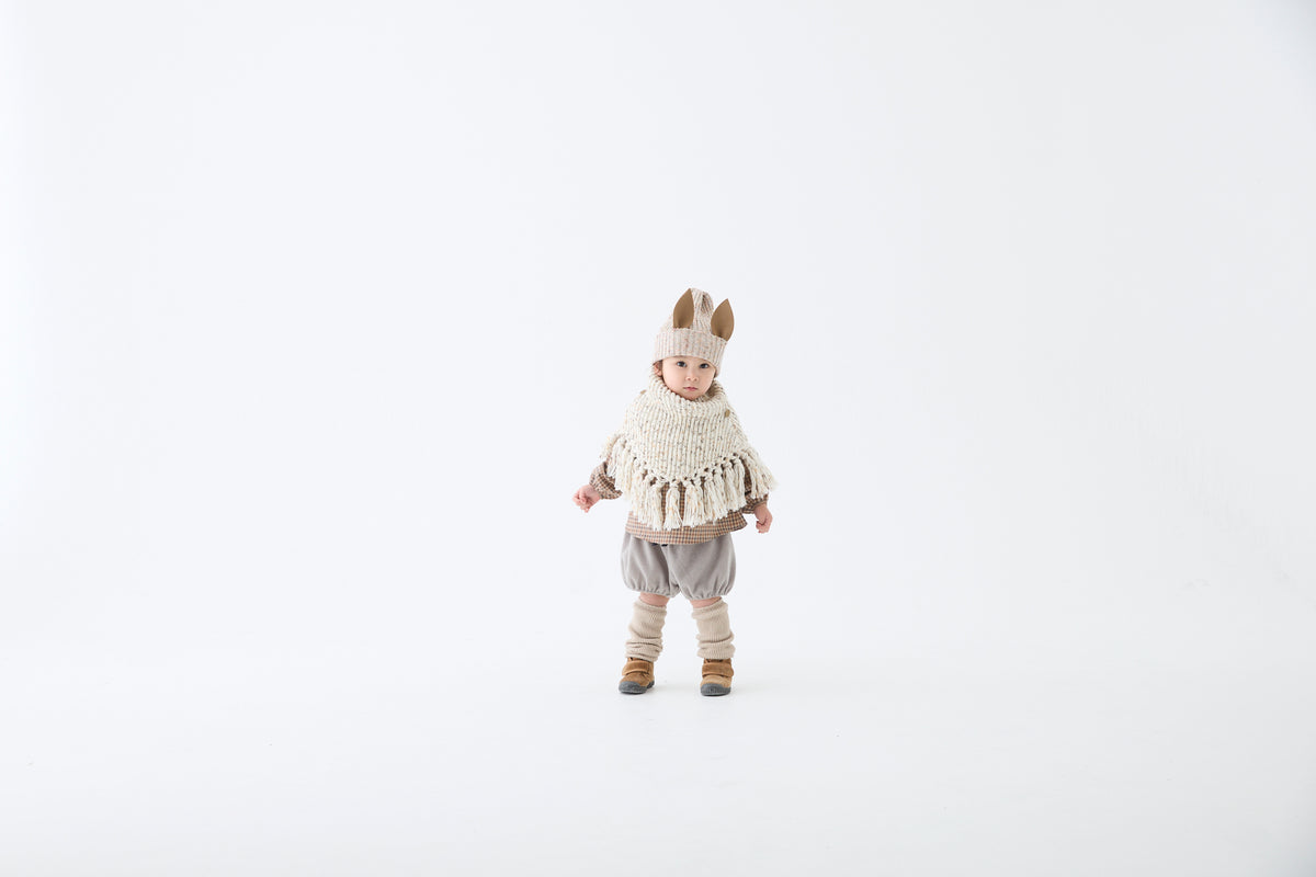 <eLfinFolk> Nep Yarn Rib knit cape - ivory