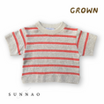 Gallery viewerに画像を読み込む, <GROWN>Knitted Terry Striped Tee - Dune/Rosso（6M-6Y）
