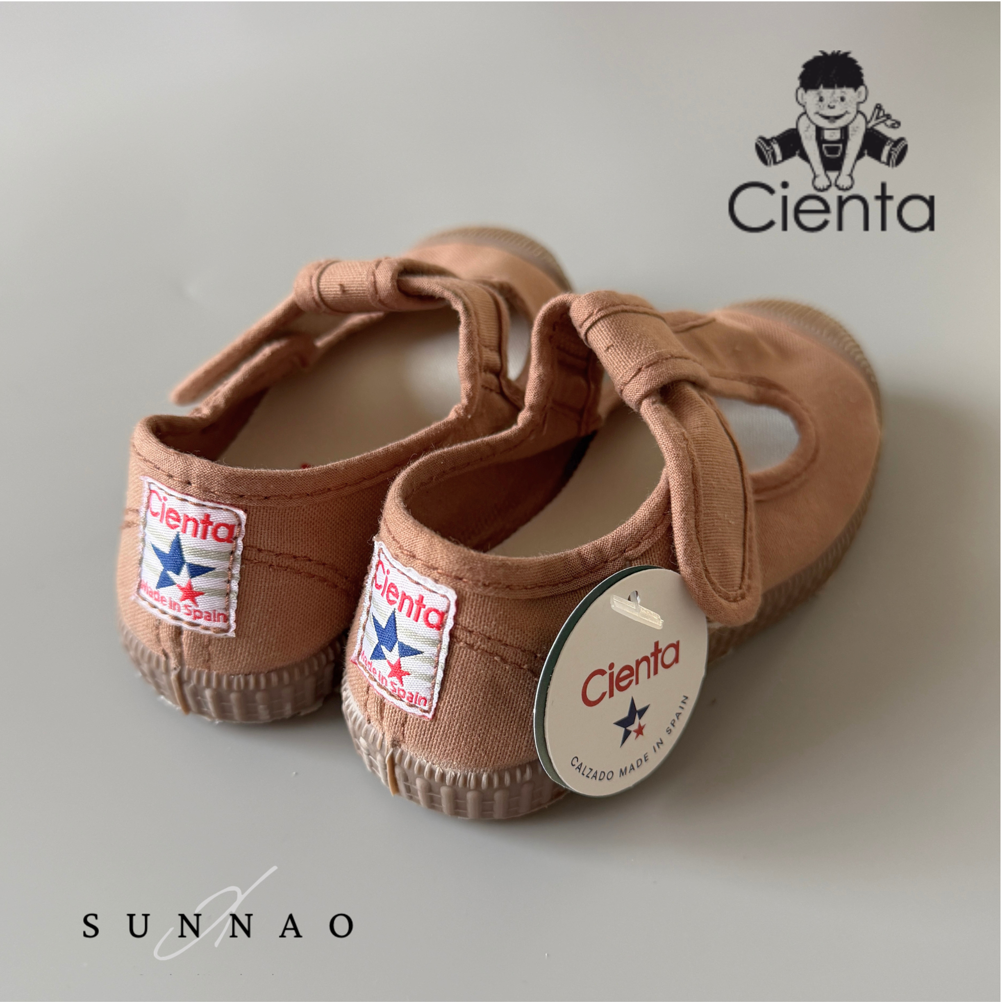 <Cienta>T strap shoes brown sole - Trufa A77997