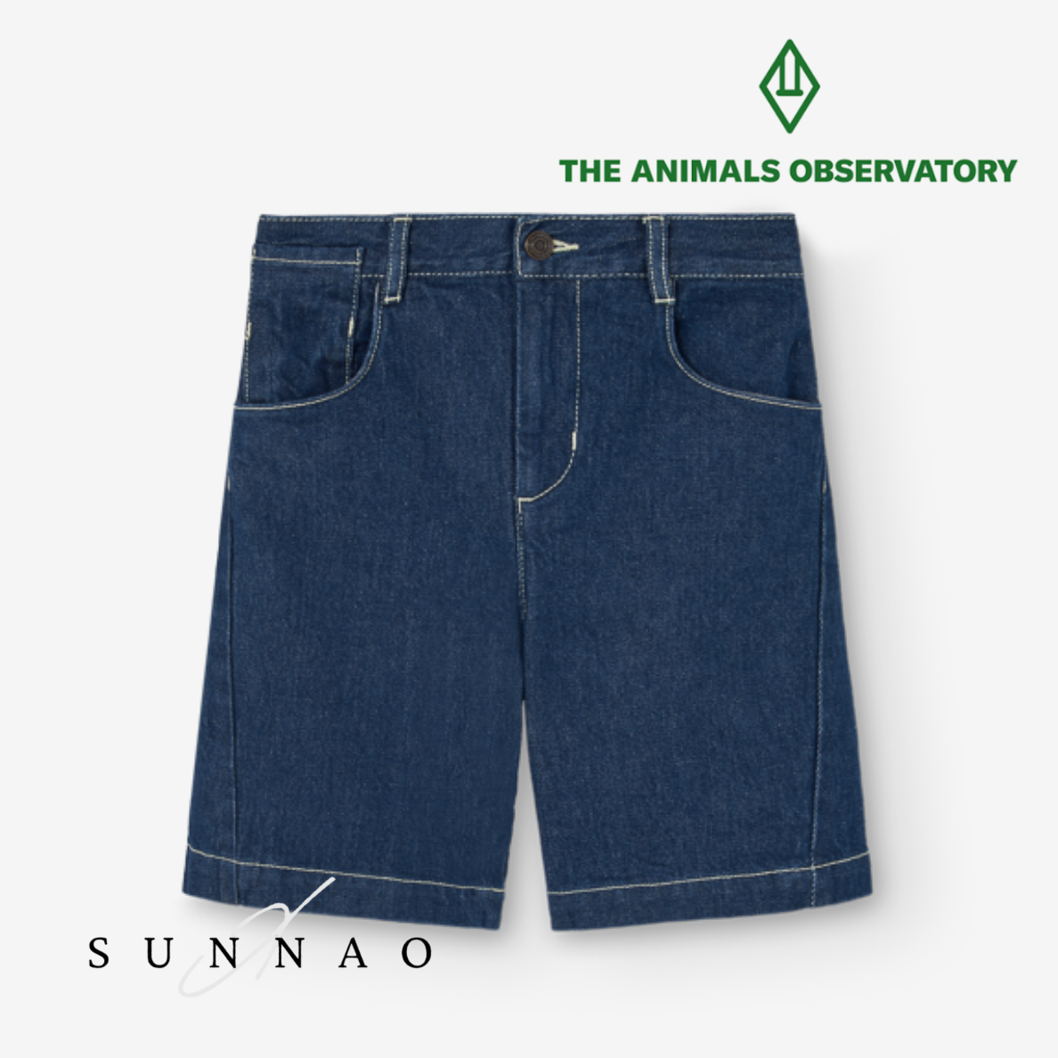 <the animals observatory> MUNTJAC KID DENIM SHORTS BLUE　