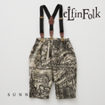갤러리 뷰어로 이미지로드, <eLfinFolk> Castle town print Suspenders Pants - black　
