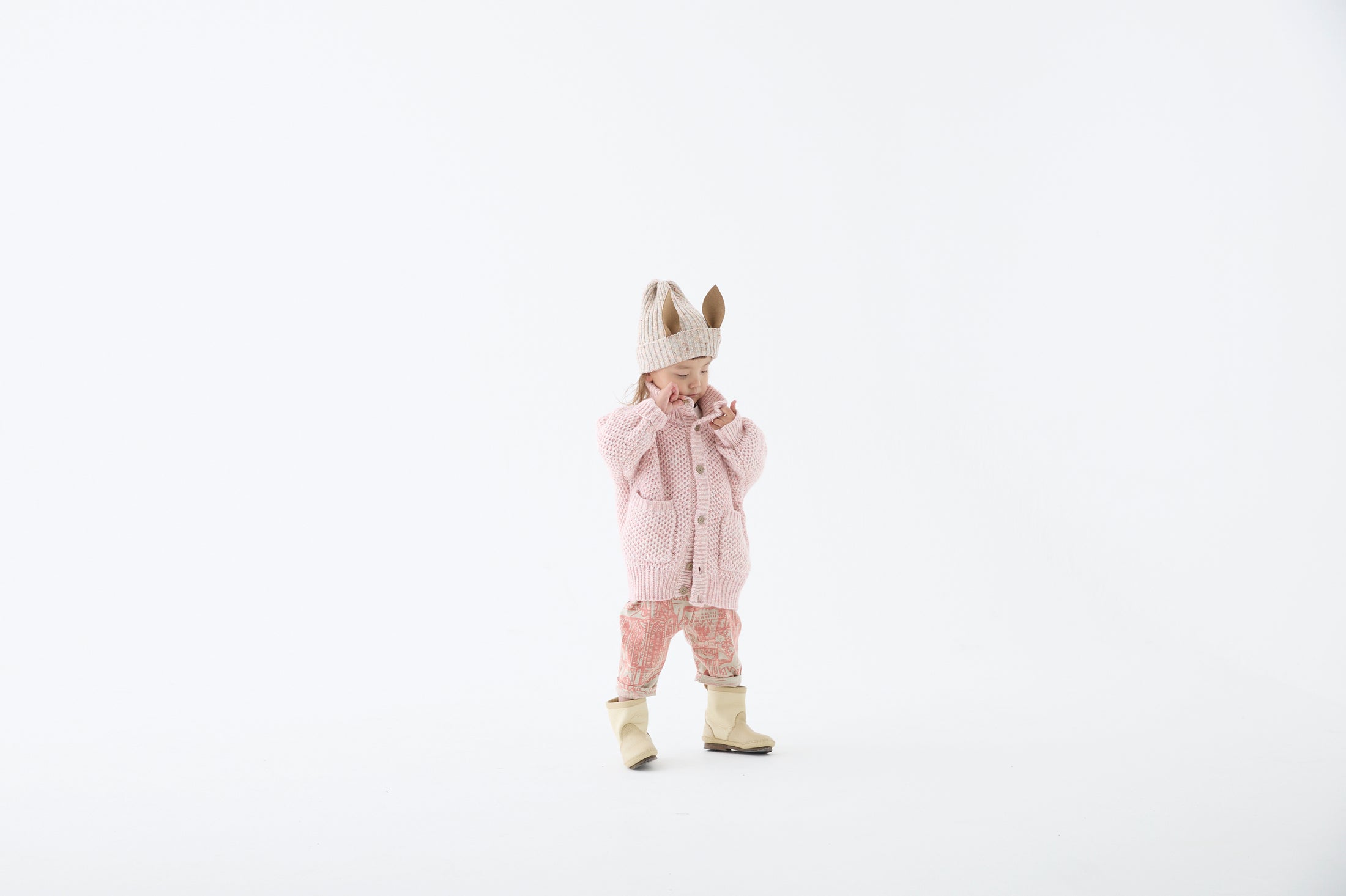 <eLfinFolk> Castle town print Suspenders Pants - salmon pink　