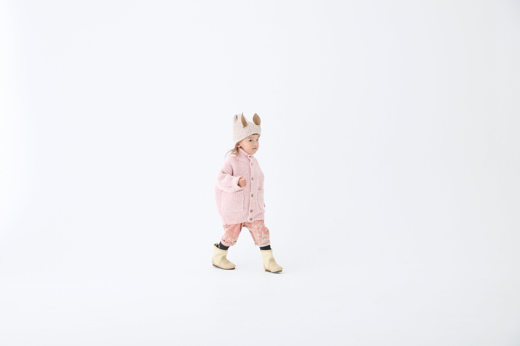 <eLfinFolk> Castle town print Suspenders Pants - salmon pink　