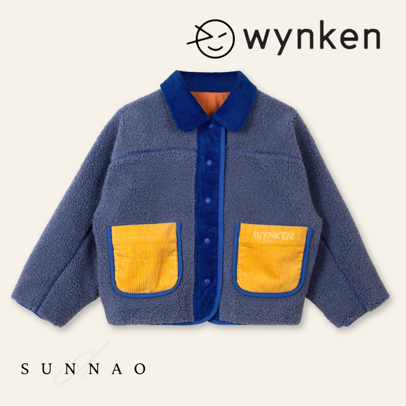 <Wynken> FAUX FUR REVERISBLE JACKET - TOBACCO / BLUE　