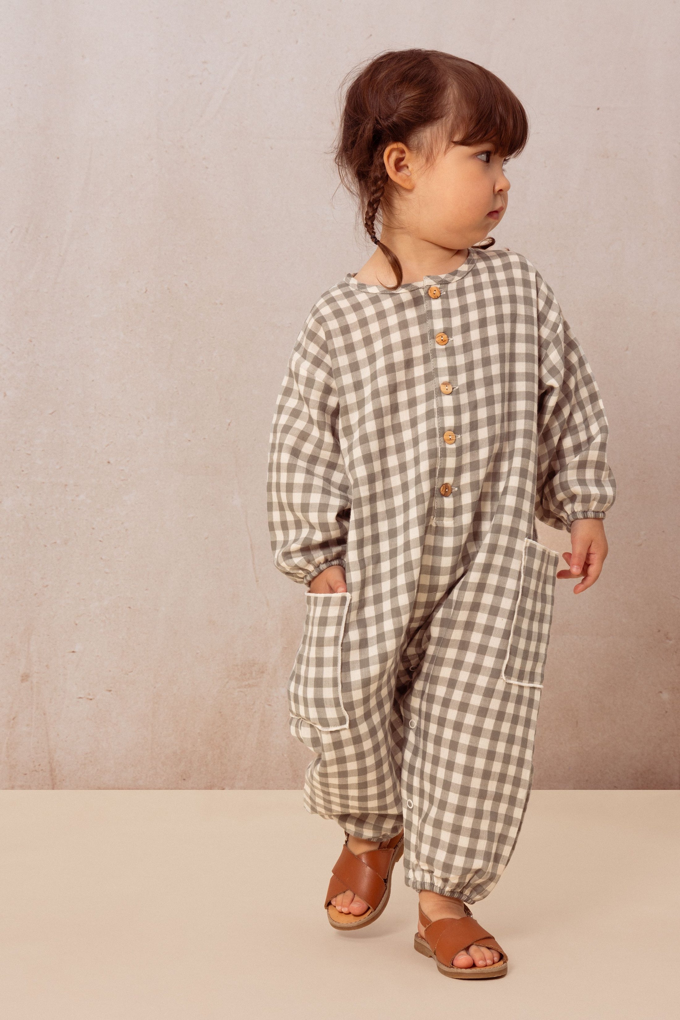 【予約／送料無料】<STUDIO BOHEME PARIS> JUMPSUIT BIG PAPI - GINGHAM（12-36M）