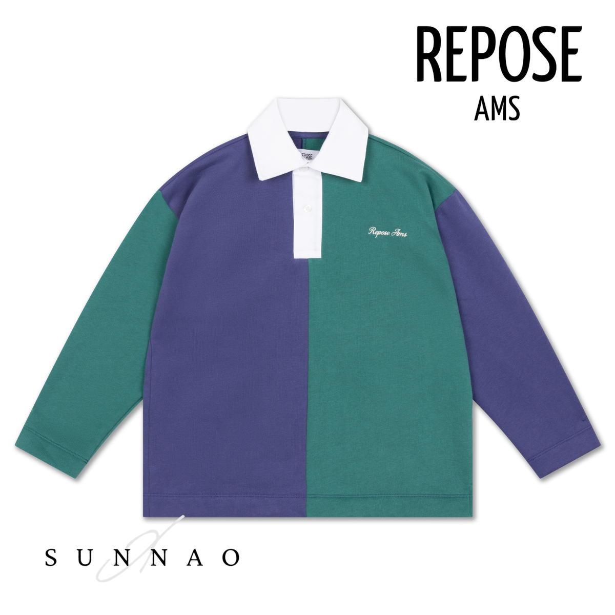 <REPOSE AMS> 47. polo shirt - eclipse scout color block