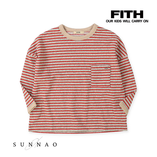 <FITH> Multi Striped Long Sleeve Tee - Red