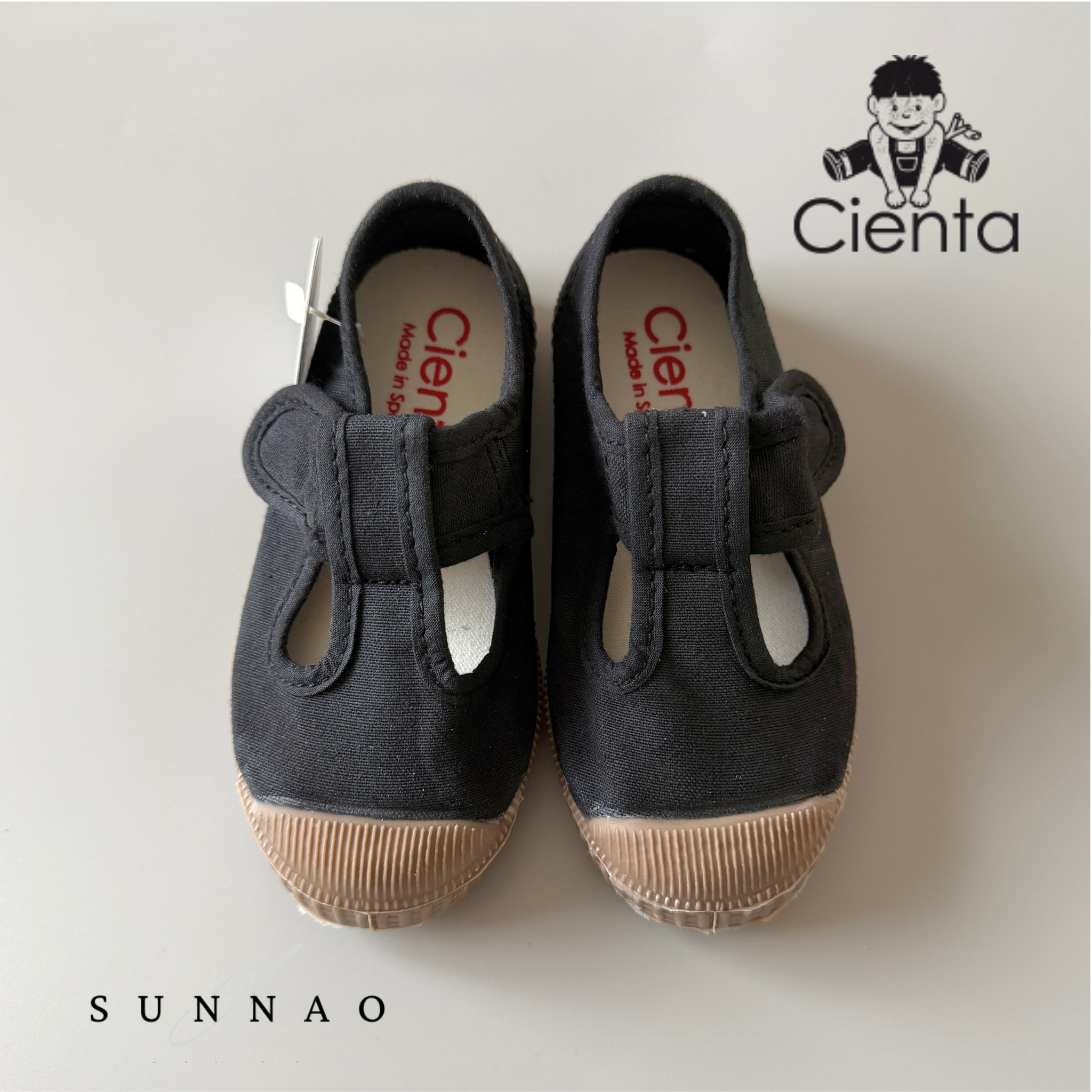 <Cienta>T strap shoes brown sole - Negro A77997