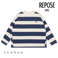 Load image into Gallery viewer, <REPOSE AMS> 23. boxy sweater - eclipse blue block stripe
