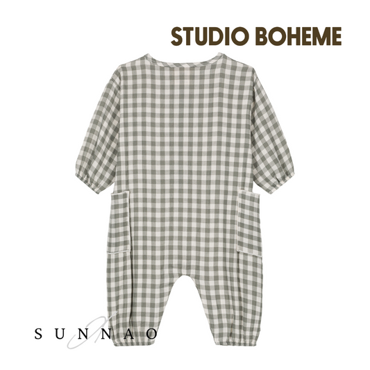 【予約／送料無料】<STUDIO BOHEME PARIS> JUMPSUIT BIG PAPI - GINGHAM（12-36M）