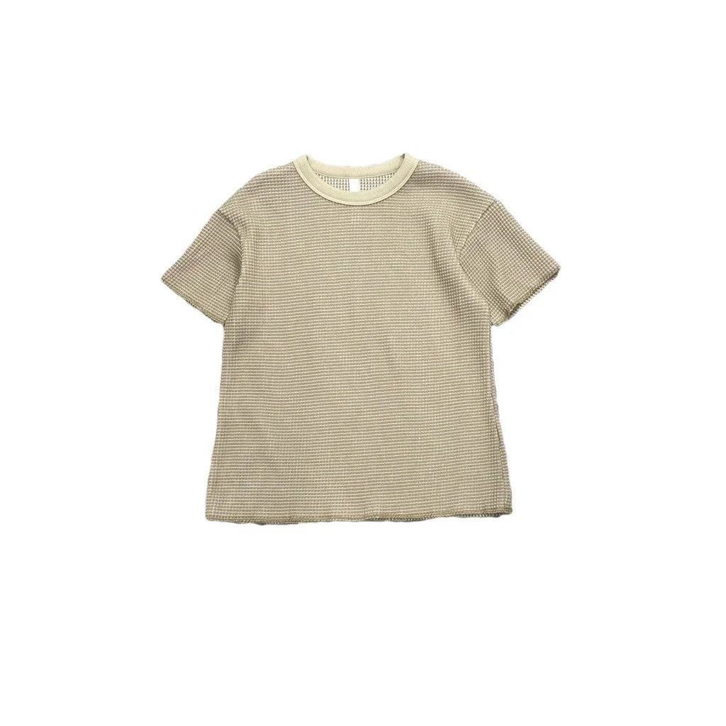 <Moun ten.>bicolor waffle T - SAND/ECRU（95-140）