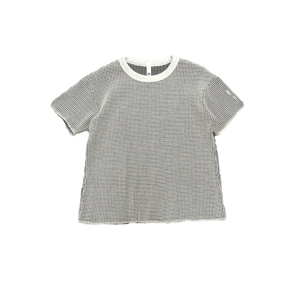 <Moun ten.>bicolor waffle T- ECRU/CHARCOAL（95-140）