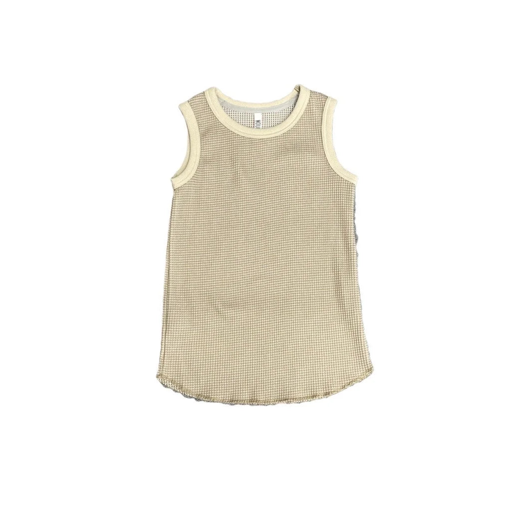 <Moun ten.>bicolor waffle tanktop - SAND/ECRU（95-140）