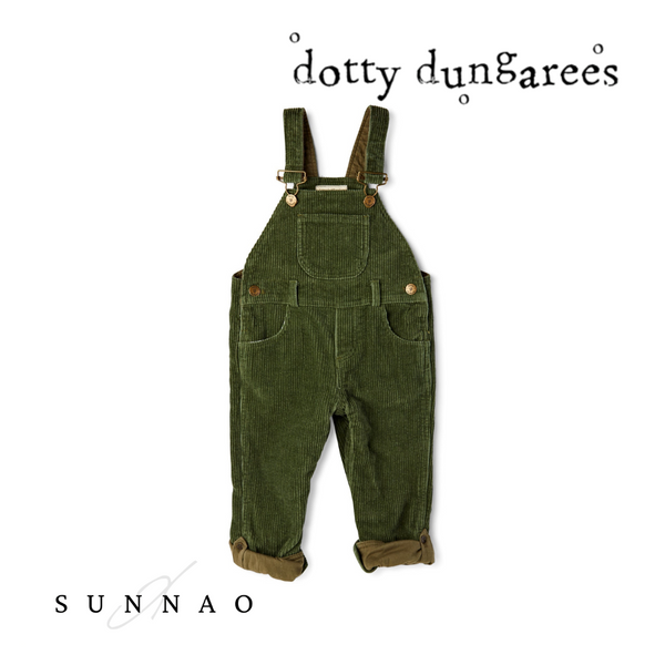 <Dotty dungaree> Khaki Chunky Cord Dungarees