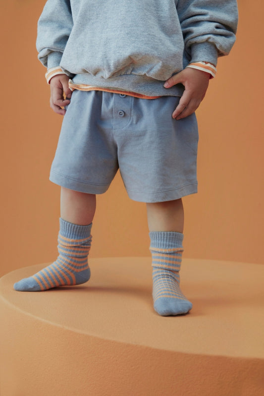 <GRAY LABEL> Long Ribbed Sock - Stone Grey/Melon