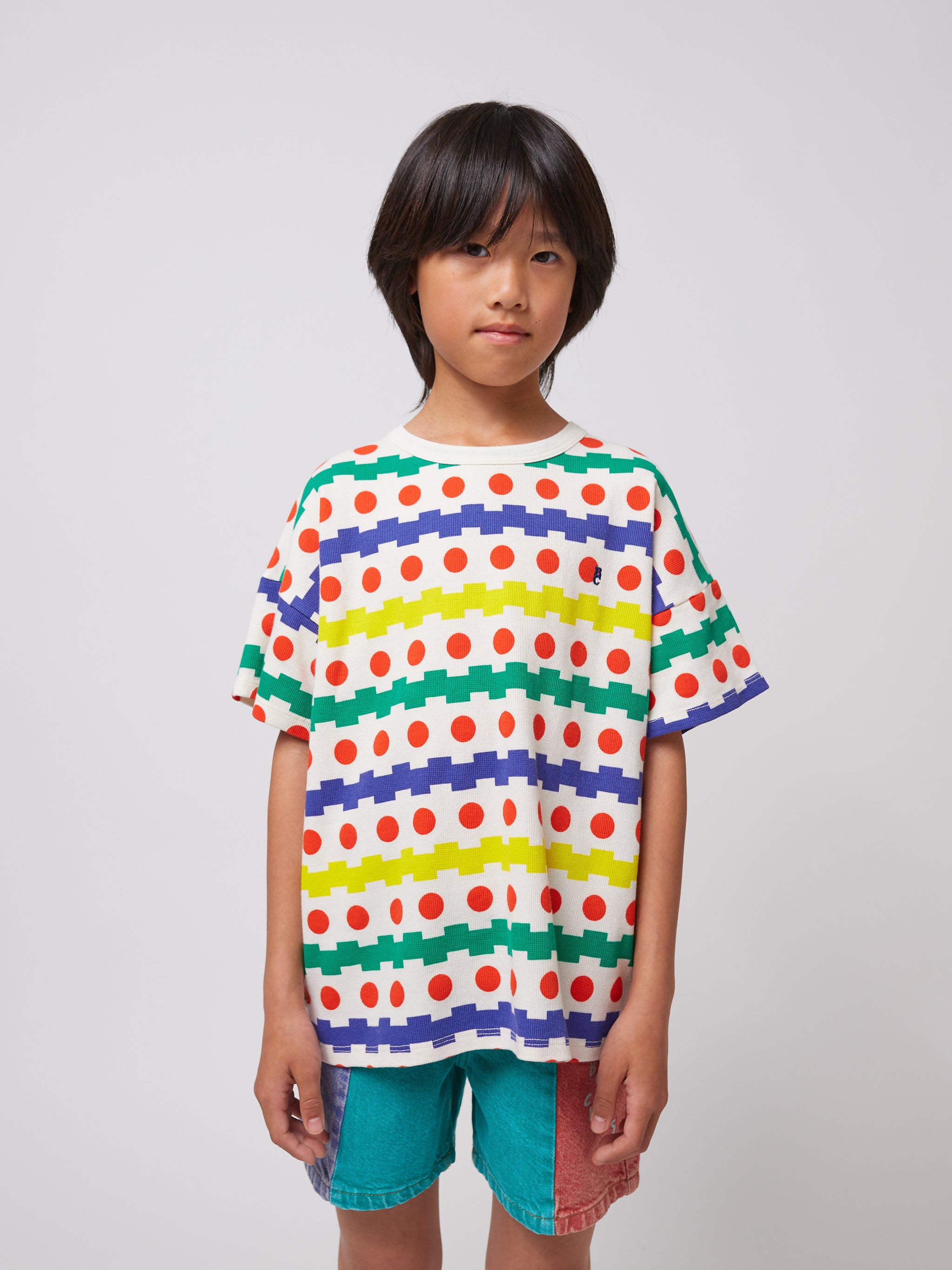 <BOBO CHOSES>Geometric all over waffle T-shirt（18M-7Y）