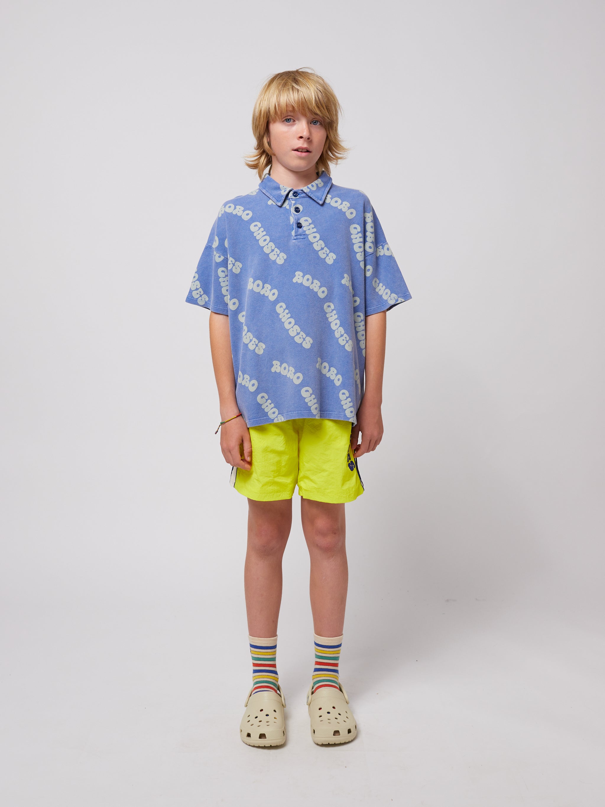 <BOBO CHOSES>Wavy Bobo Choses all over waffle polo shirt（2-7Y）