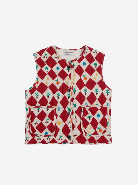 <BOBO CHOSES>Harlequin all over quilted vest（2-7Y）