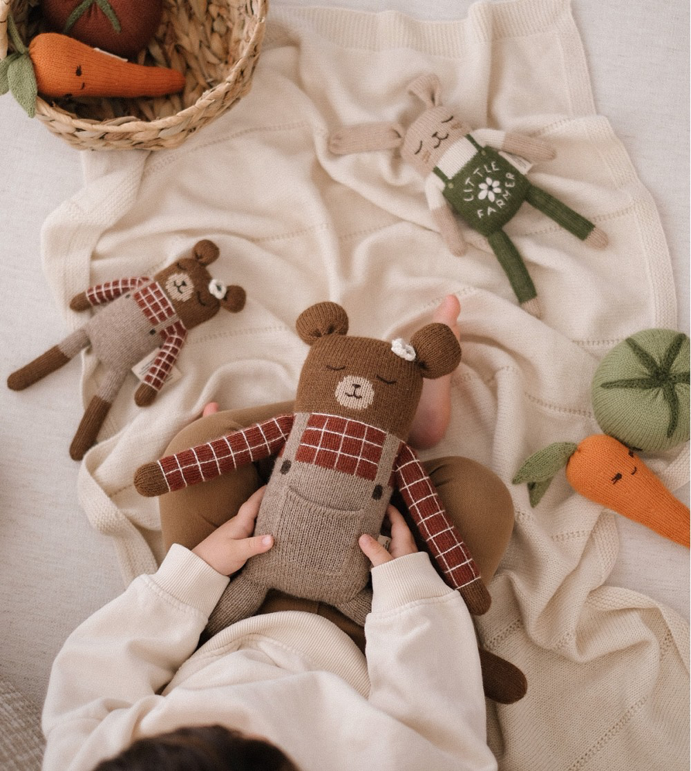 <Main Sauvage>Teddy knit toy - Siena plaid shirt