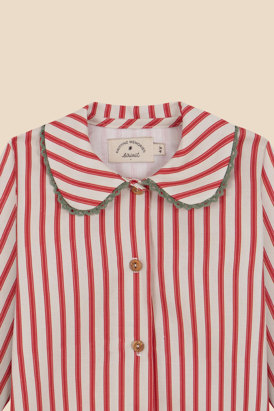 <Birinit Petit> Red stripes blouse（18M-6Y）