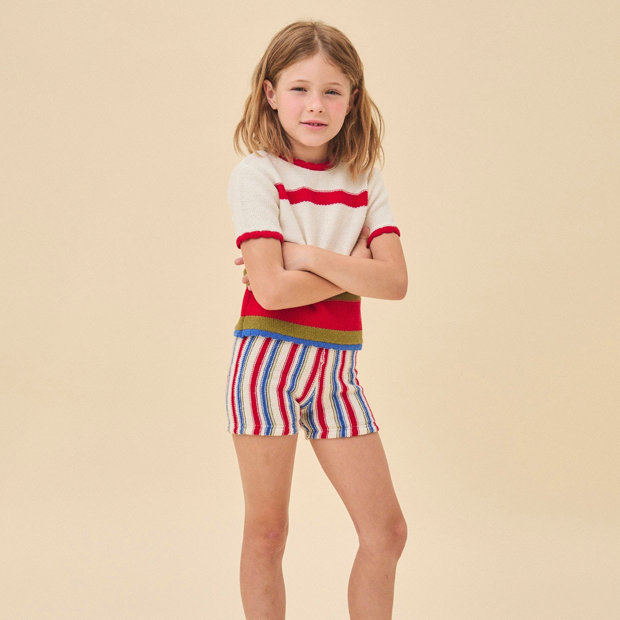 <Birinit Petit> Miranda stripes shorts（3-6Y）